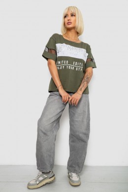 Футболка женская с принтом, цвет хаки, 244R2153-5