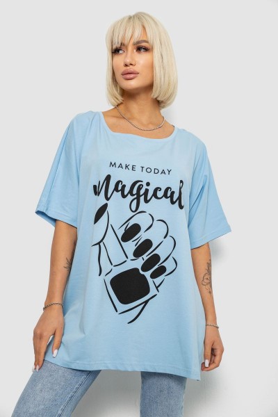 Футболка женская с принтом, цвет голубой, 244R6005-1