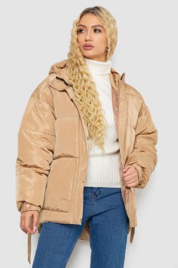 Куртка жіноча демісезонна з поясом, колір бежевий, 207R2023
