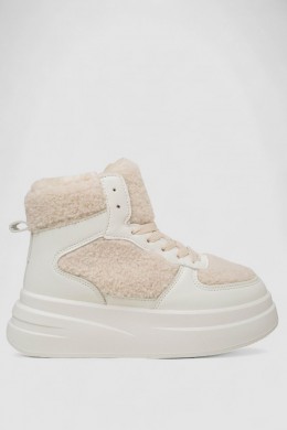 Кроссовки женские зимние на меху хайтопы, цвет белый, 248RLM20