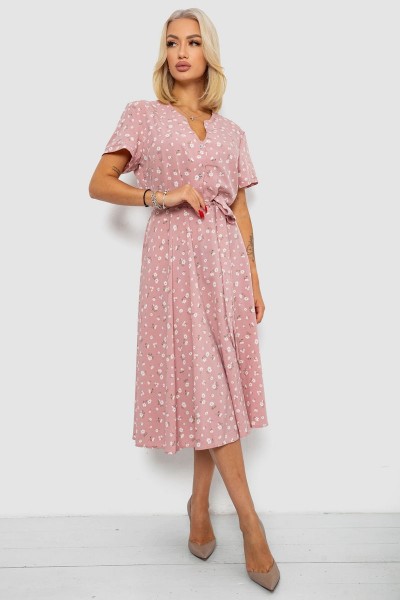 Платье софт с принтом, цвет темно-пудровый, 230R0032-1