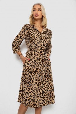 Платье софт на пуговицах с принтом, цвет бежевый, 230R117