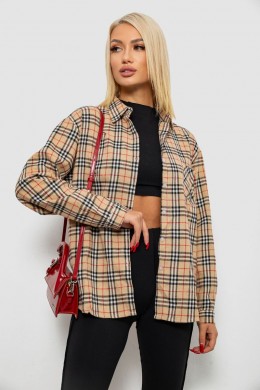 Рубашка женская в клетку, цвет бежевый, 244R1070-3