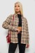 Рубашка женская в клетку, цвет бежевый, 244R1070-3 Рубашка женская в клетку, цвет бежевый, 244R1070-3
