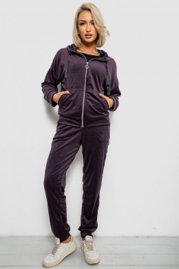 Спортивний костюм жіночий велюровий, колір темно-сливовий, 257R4119