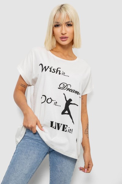 Футболка женская с принтом, цвет молочный, 244R3004