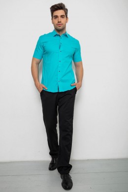 Рубашка мужская однотонная, цвет бирюзовый, 214R7005