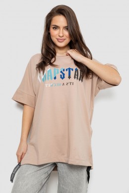 Футболка женская с принтом, цвет бежевый, 244R4012