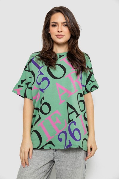 Футболка женская с принтом, цвет оливковый, 244R4002-1