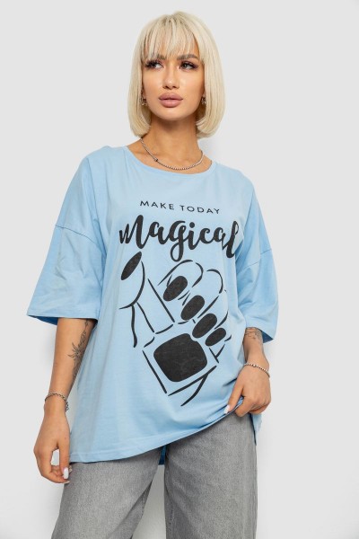 Футболка женская с принтом, цвет голубой, 244R6005
