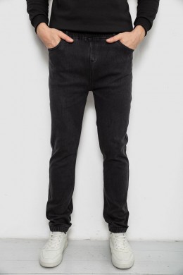 Джинсы мужские на резинке утепленные, цвет черный, 244R665