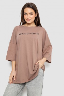 Футболка женская с принтом, цвет мокко, 244R3013