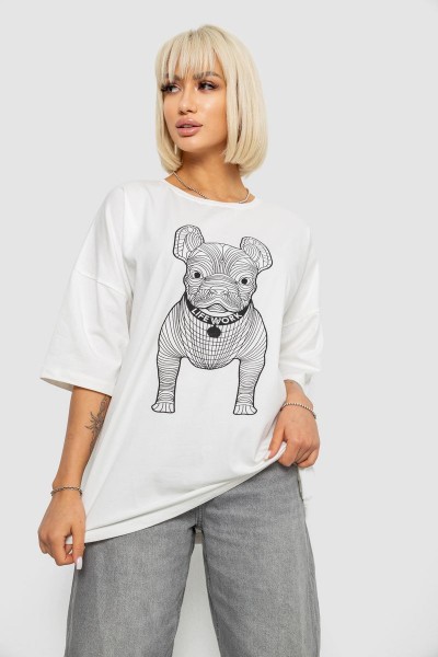 Футболка женская с принтом, цвет молочный, 244R3008