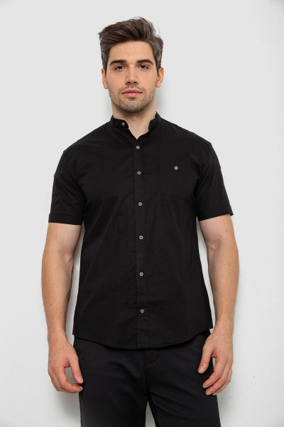 Сорочка чоловіча однотонна, колір чорний, 214R7346