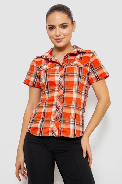 Сорочка жіноча в клітку, колір помаранчевий, 230R061-11