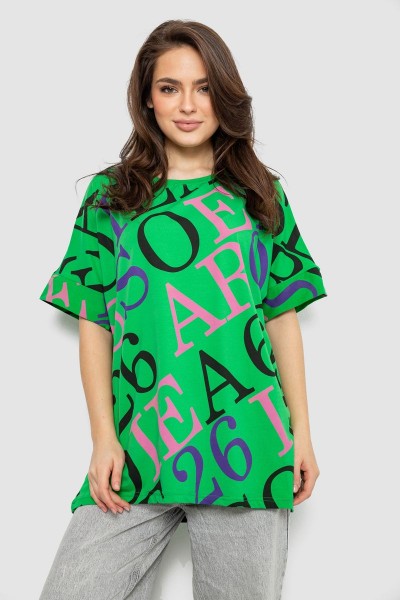 Футболка женская с принтом, цвет светло-зеленый, 244R4002-1