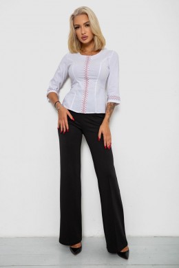 Блуза классическая с вышивкой, цвет белый, 230R03-1