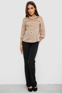 Рубашка женская однотонная, цвет бежевый, 230R068-6