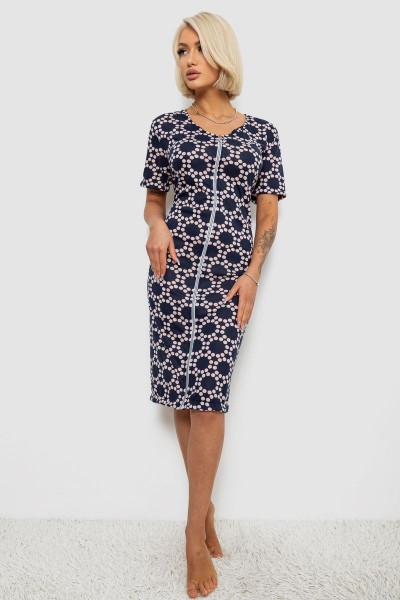 Халат жіночий на блискавці в горох, колір синій, 257R1030-3