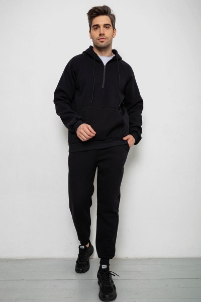 Спортивный костюм мужской из турецкой трехнити на флисе., цвет черный, 238R166