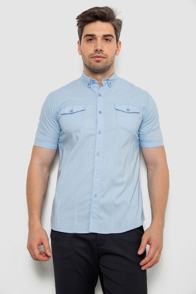 Рубашка мужская однотонная  -уценка, цвет голубой, 214R6917-2-U