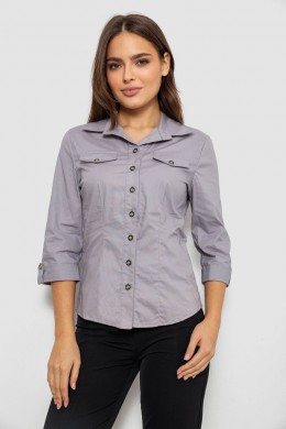 Сорочка жіноча однотонна, колір сірий, 230R068-3