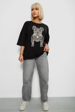 Футболка женская с принтом, цвет черный, 244R3008
