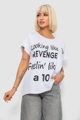 Футболка женская с принтом, цвет белый, 244R3013-5