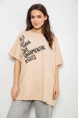 Футболка женская с принтом, цвет светло-бежевый, 244R4001