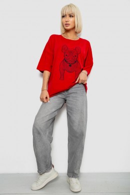 Футболка жіноча з принтом, колір червоний, 244R3008