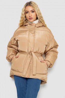 Куртка жіноча демісезонна з поясом, колір бежевий, 207R2023