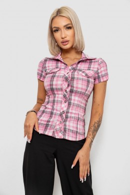 Сорочка жіноча в клітинку, колір рожевий, 230R065