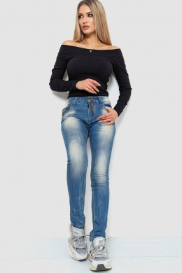 Джинси жіночі з потертостями, колір синій, 244RS03