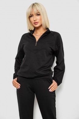 Спортивный костюм женский однотонный, цвет черный, 244R1069AG
