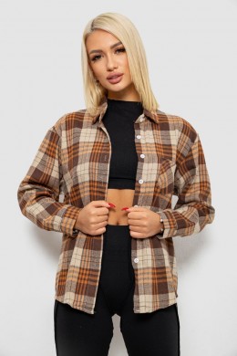 Рубашка женская в клетку, цвет коричневый, 244R1070-2