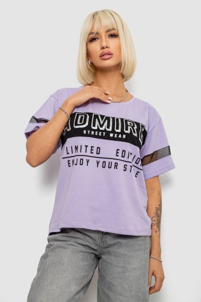 Футболка женская с принтом, цвет сиреневый, 244R2153-5