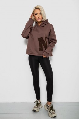 Худи женский с капюшоном на флисе, цвет коричневый, 257R335