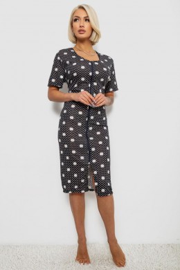 Халат жіночий на блискавці в горох, колір чорний, 257R1030-5