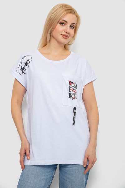 Футболка женская с принтом, цвет белый, 244R2413