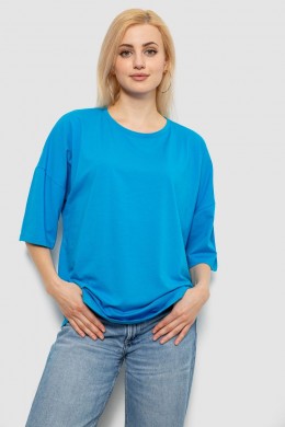 Футболка женская однотонная, цвет голубой, 244R2023