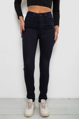 Джинси жіночі однотонні на флісі, колір темно-синій, 244RS017