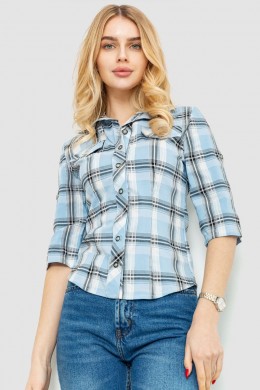 Рубашка женская в клетку, цвет серо-голубой, 230R063