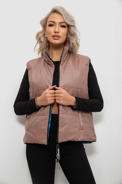 Жилет женский демисезонный экокожа, цвет коричневый, 257R98-1