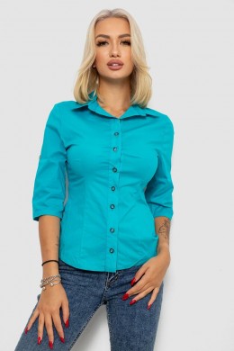 Рубашка женская однотонная, цвет бирюзовый, 230R068-4