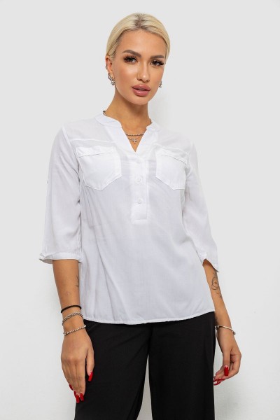 Блуза однотонная, цвет белый, 230RR-96-1
