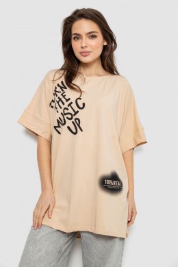 Футболка женская с принтом, цвет бежевый, 244R4002-2