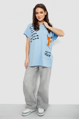 Футболка женская с принтом, цвет голубой, 244R3002