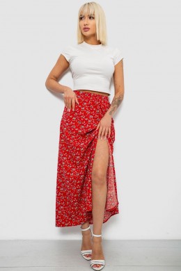 Юбка софт с цветочным принтом, цвет красный, 257R11