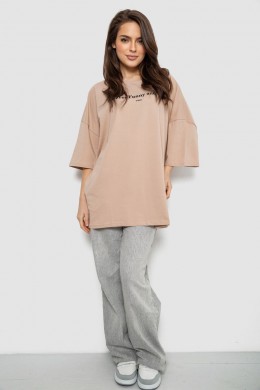 Футболка женская с принтом, цвет бежевый, 244R3014