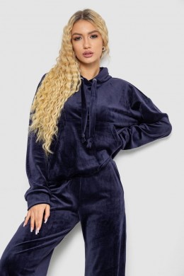Спорт костюм женский велюровый свободного кроя, цвет темно-синий, 241R2001-20